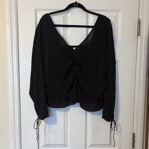 H&M Black Blouse with Red Hearts